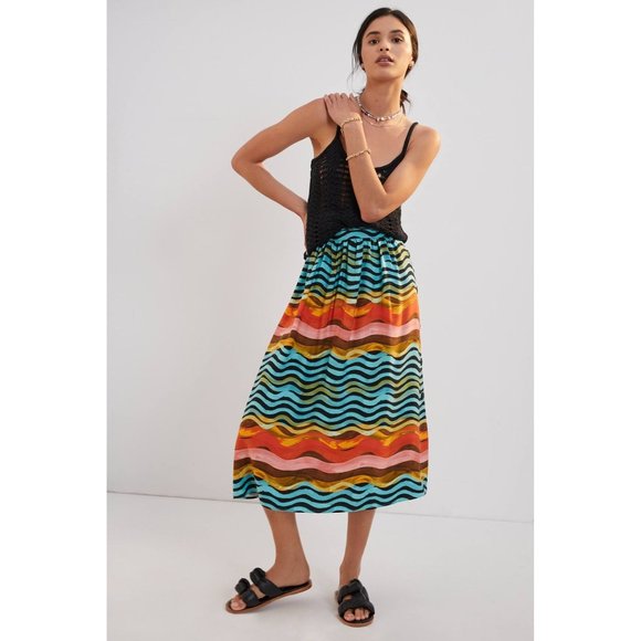 Anthropologie Corey Lynn Calter Waves Midi Skirt